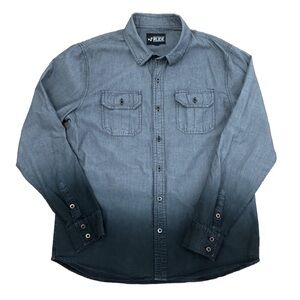 RUDE Men’s Ombré Button-Down Shirt – Gray & Black